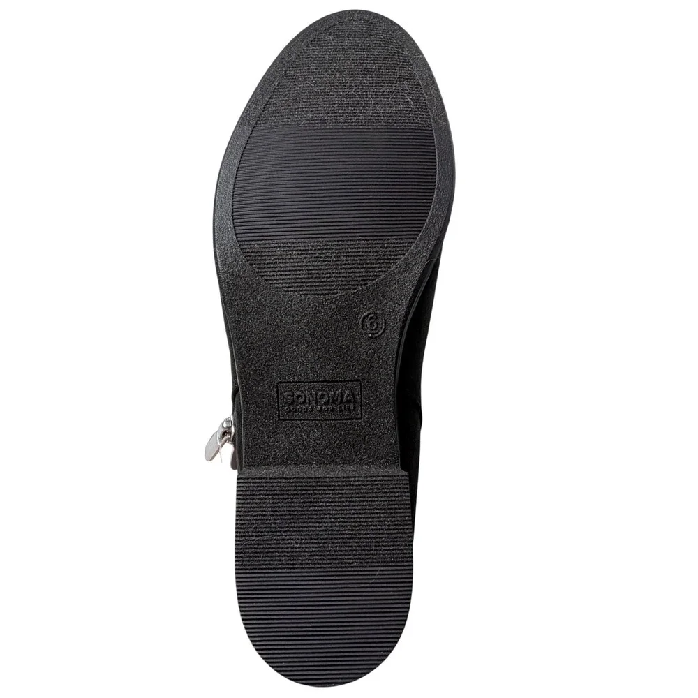 Sonoma Goods For Life Osmona Black Faux Suede Memory Foam Ankle Booties Girls 6